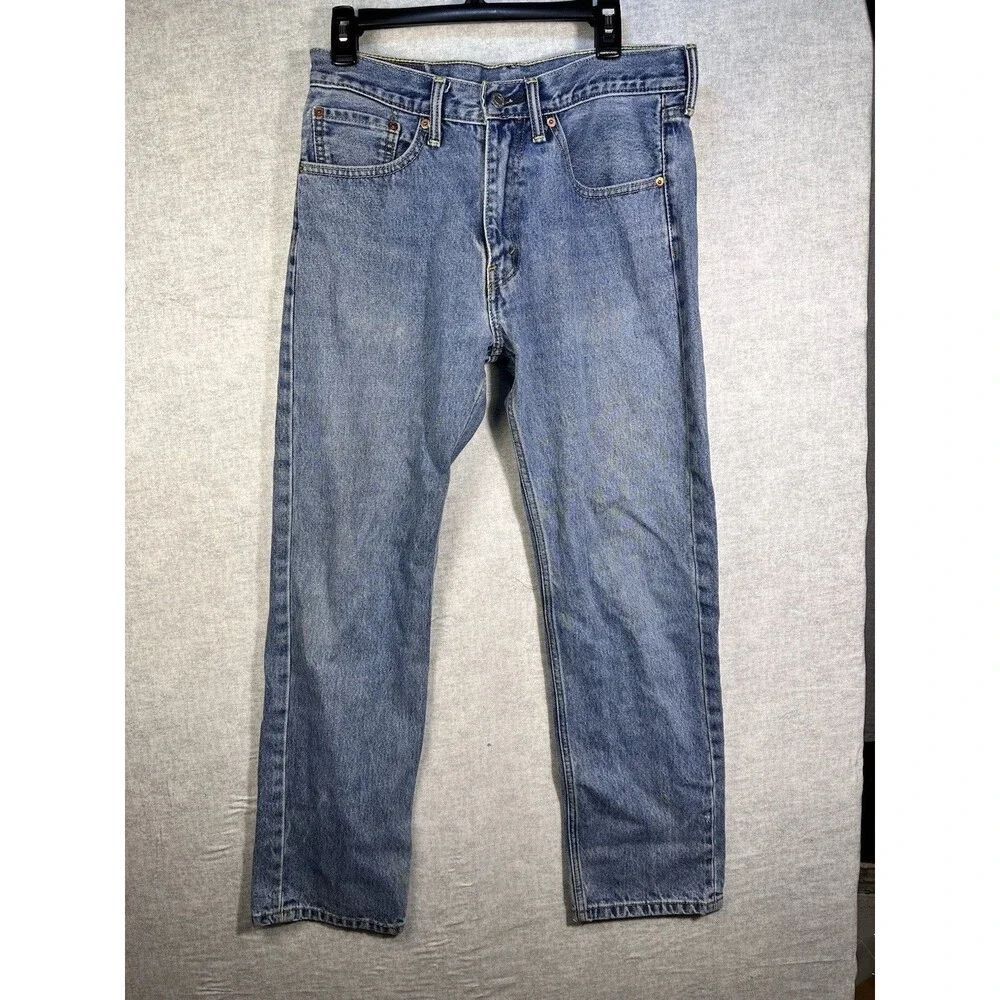 Levi's 505 Jeans Men's 33x32 Light Wash Denim Straight Leg Regular 100% Cotton